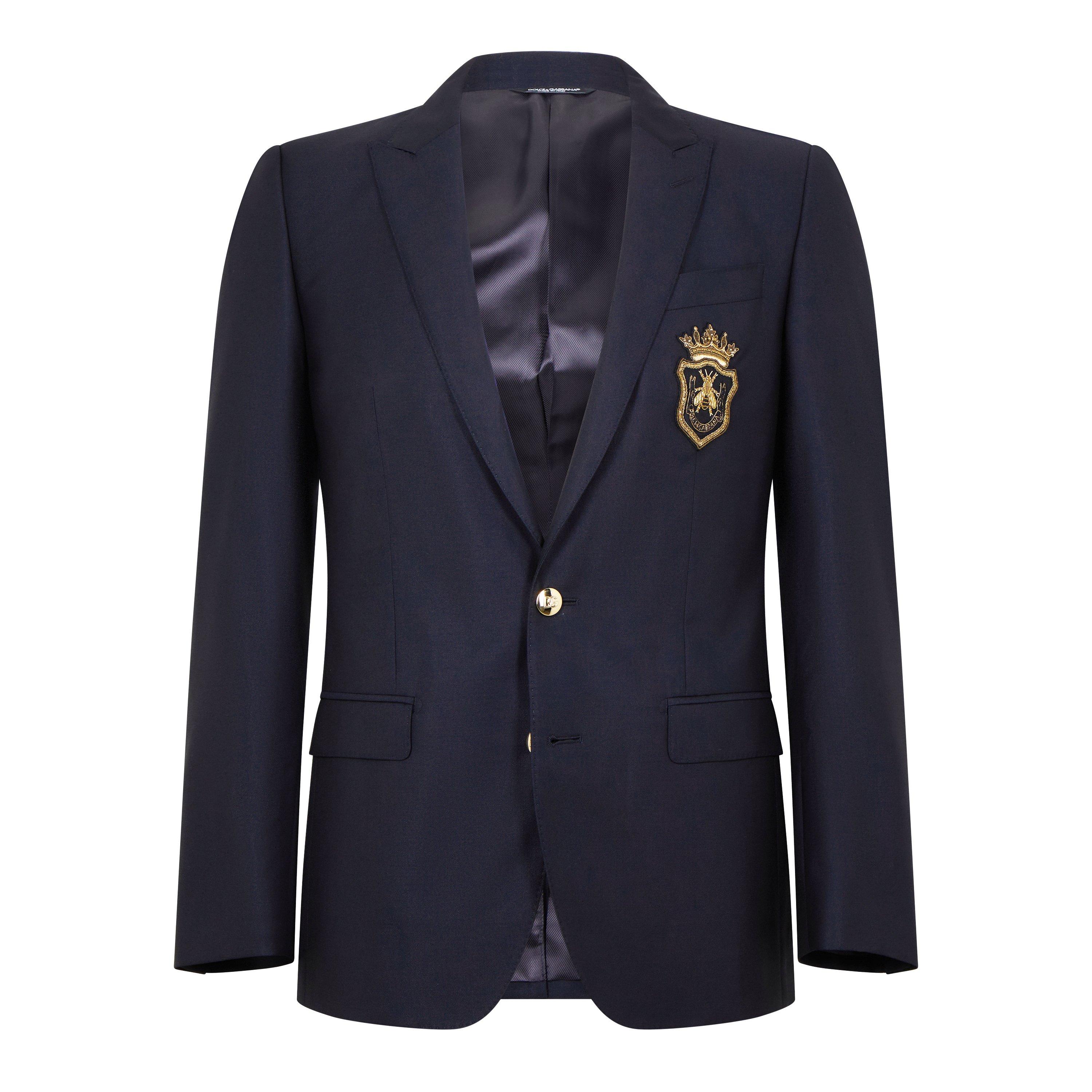 Crest Appliqué Single-Breasted Blazer