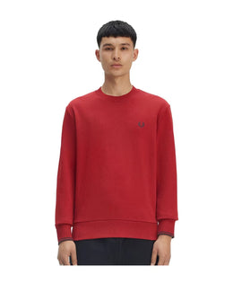 Fred Perry Cotton Crewneck Sweatshirt with Ribbed Trim