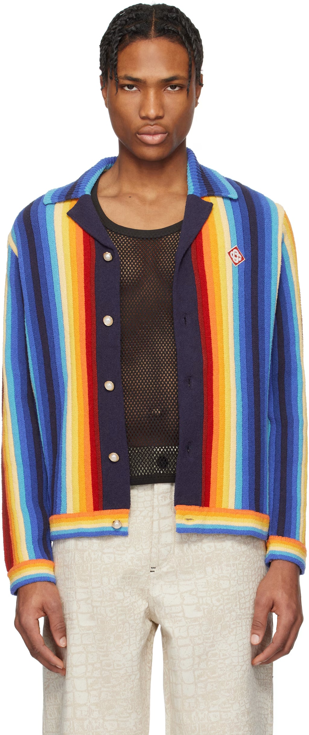 Multicolor Gradient Stripe Towelling Cardigan