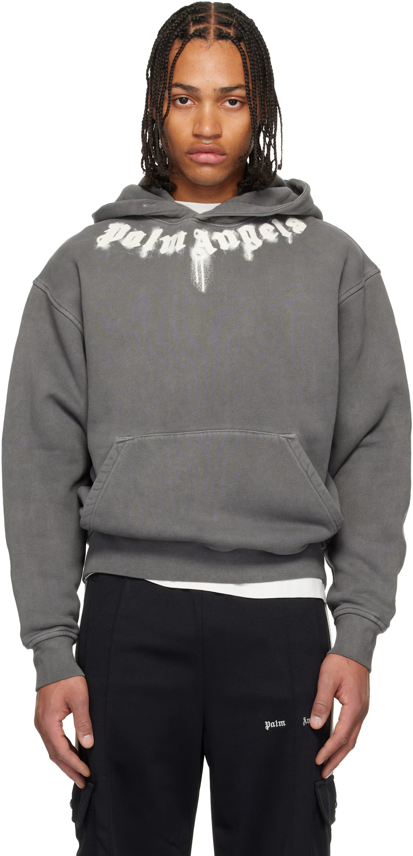 Gray Neck Logo Regular Hoodie