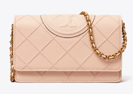 Tory Burch FLEMING SOFT POLISHED-GRAIN CHAIN WALLET - Wallets | Shop From The Mirage