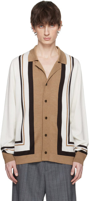 Dolce&Gabbana Beige & White Wool DG Embroidery Cardigan