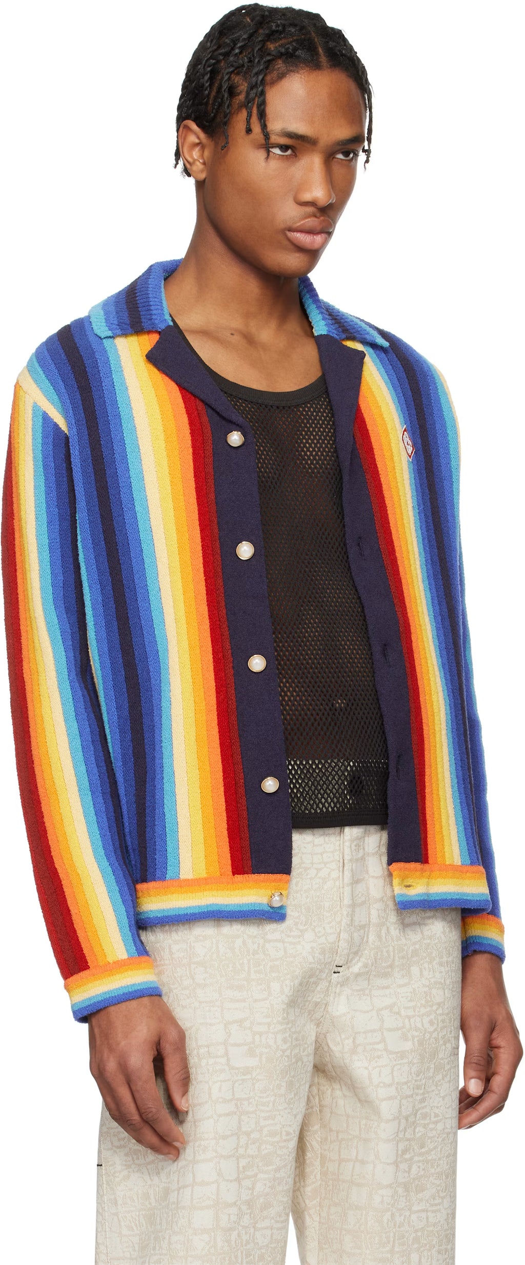Multicolor Gradient Stripe Towelling Cardigan