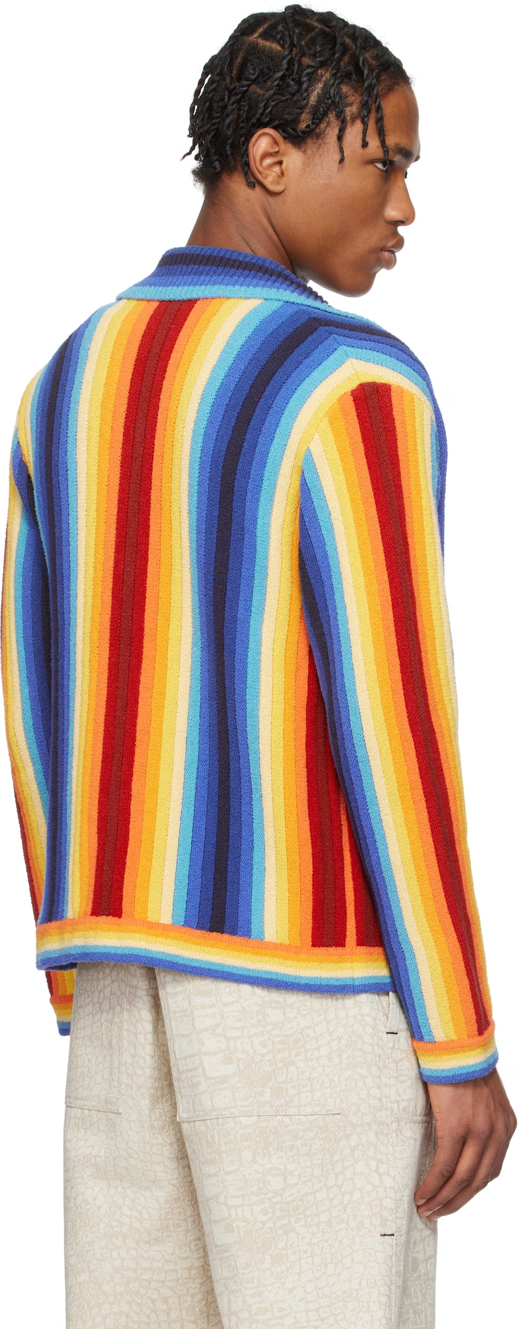 Multicolor Gradient Stripe Towelling Cardigan
