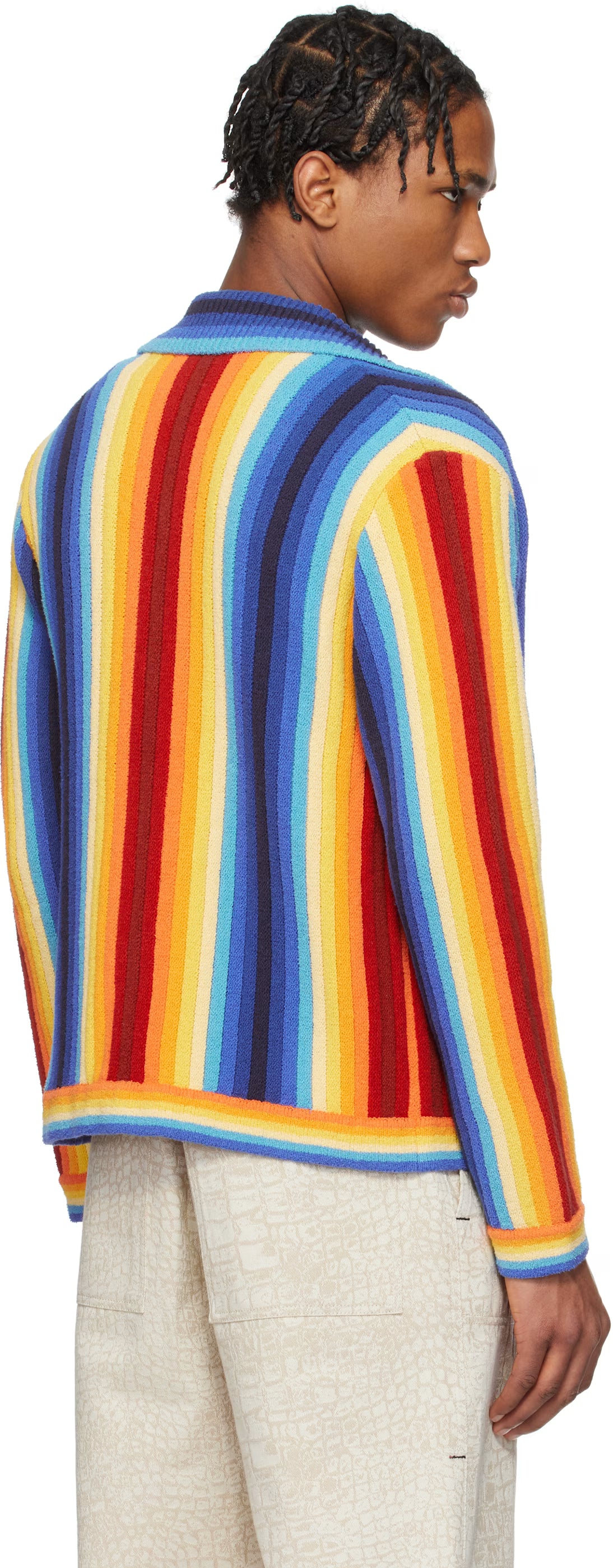 Multicolor Gradient Stripe Towelling Cardigan