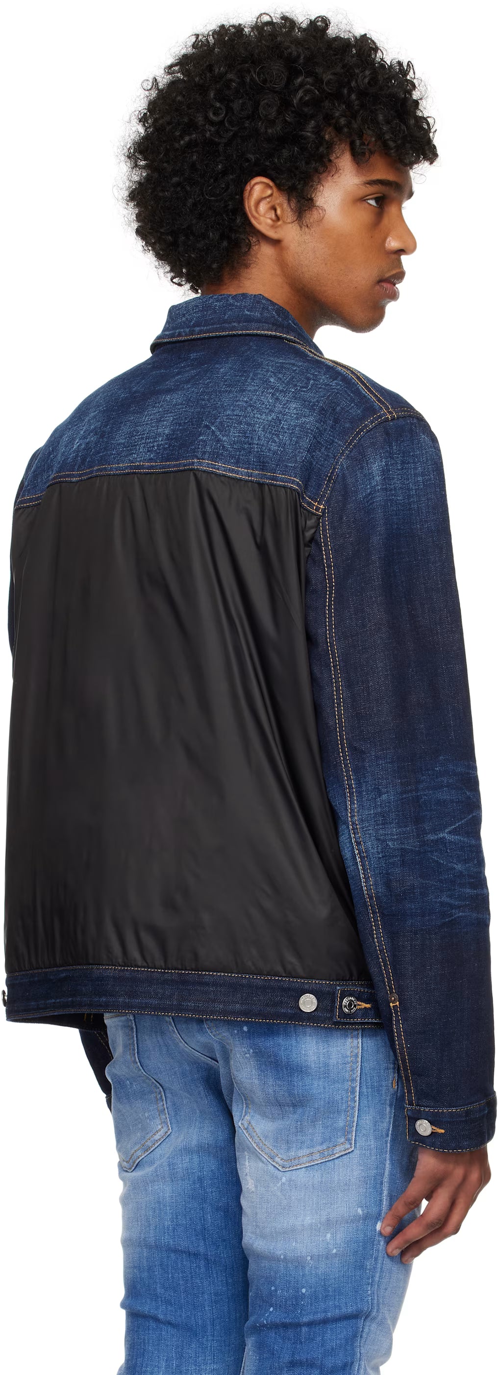 Navy & Black Denim Puffer Jean Jacket