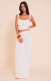 Petite Cream Plait Detail Maxi Skirt