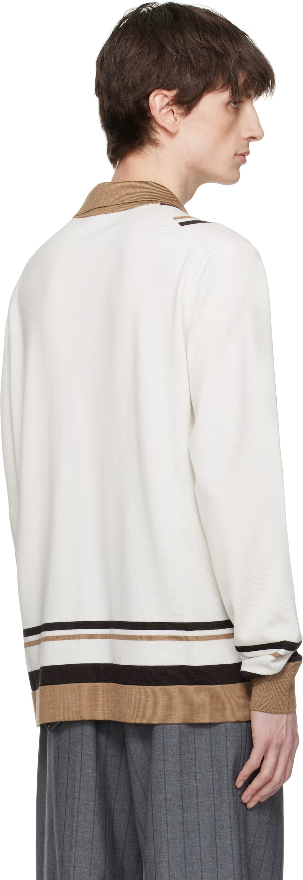 Dolce&Gabbana Beige & White Wool DG Embroidery Cardigan