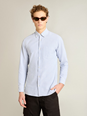Golden goose Light Blue Shirt with Classic Collar and All-Over Striped Motif in Cotton Man