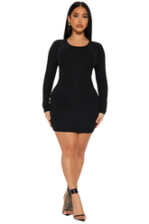 Rhiannon Ribbed Mini Dress - Black