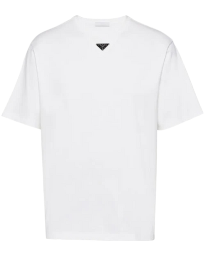 Prada Triangle Plaque T-Shirt in White