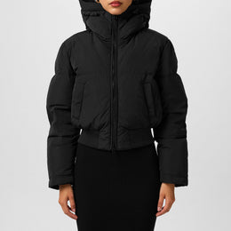 Hooded Cropped Long Sleeve Short Puffer Jacket