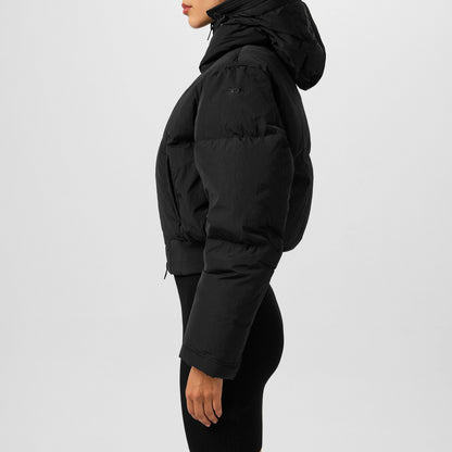 Hooded Cropped Long Sleeve Short Puffer Jacket