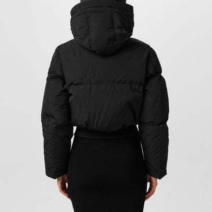 Hooded Cropped Long Sleeve Short Puffer Jacket