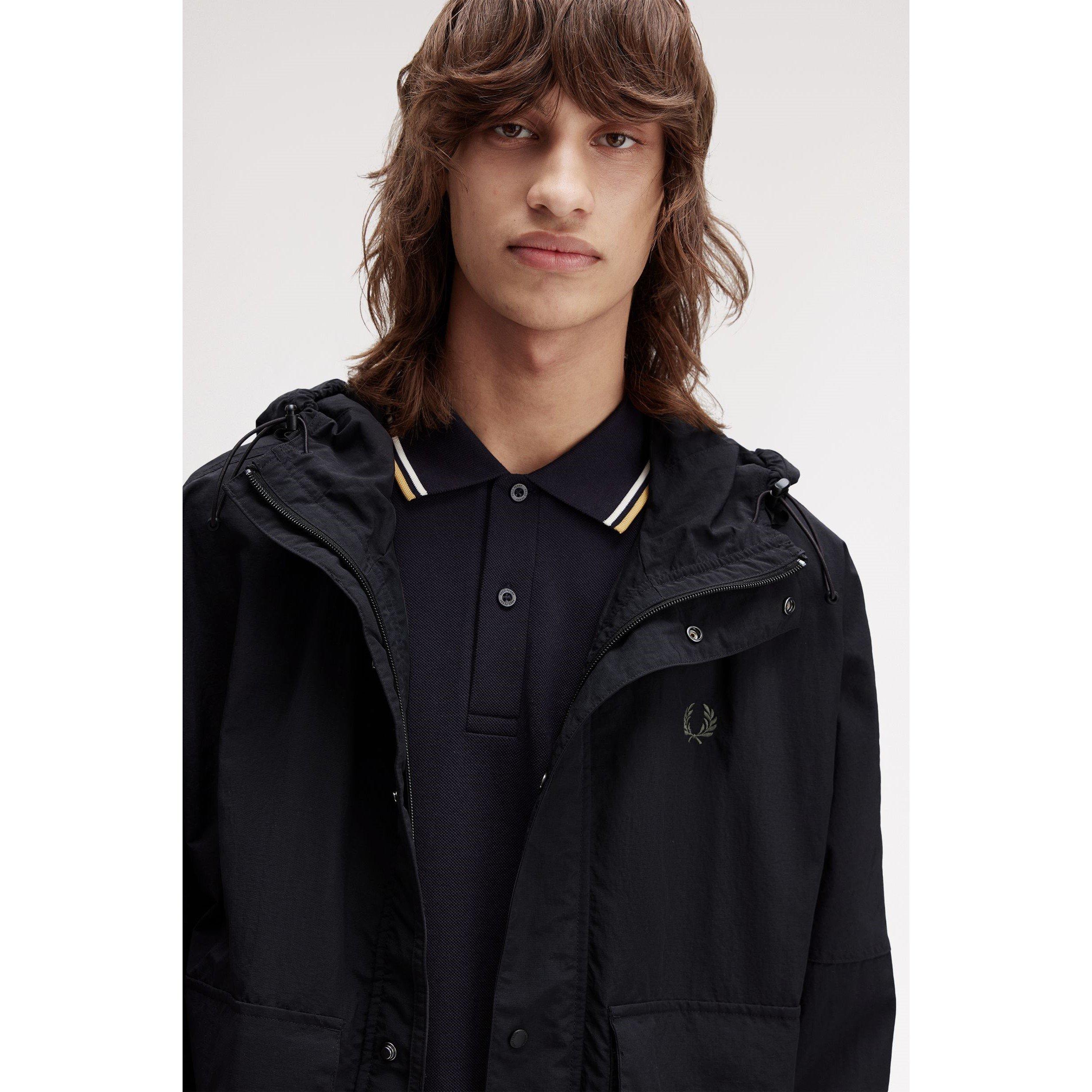 Cropped Ripstop Hooded Long Sleeve Parka
