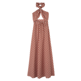 Long dress Bark - Vichy jacquard