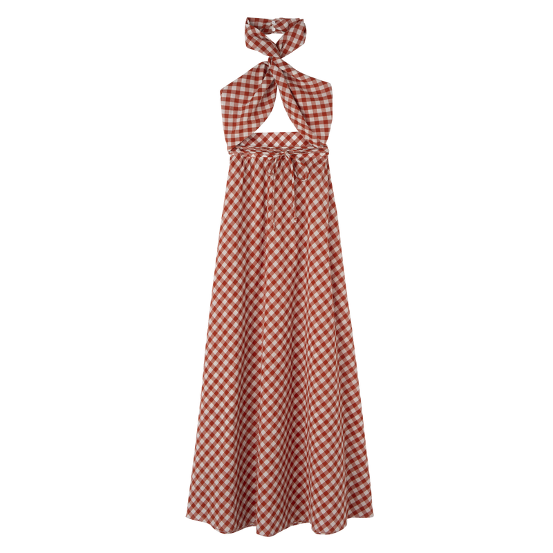 Long dress Bark - Vichy jacquard