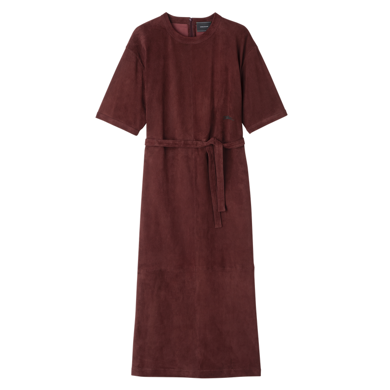 Leather long dress Burgundy - Leather