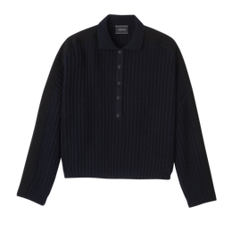 Polo collar jumper Navy - Knit