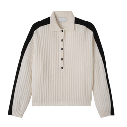 Polo collar jumper Ecru - Knit