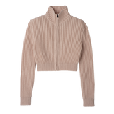 Zip collar short cardigan Nude - Knit