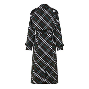 Long Check Trench Coat