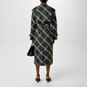 Long Check Trench Coat