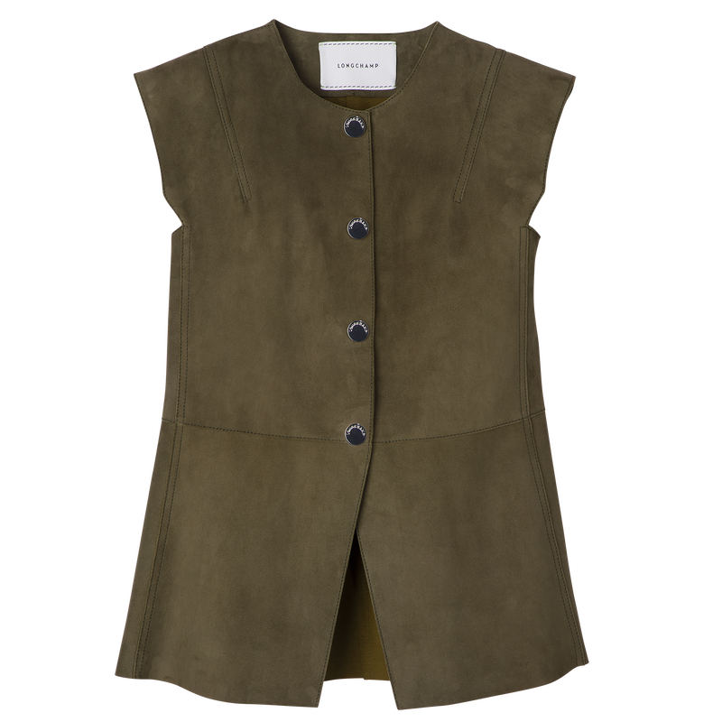 Sleeveless jacket Khaki - Leather