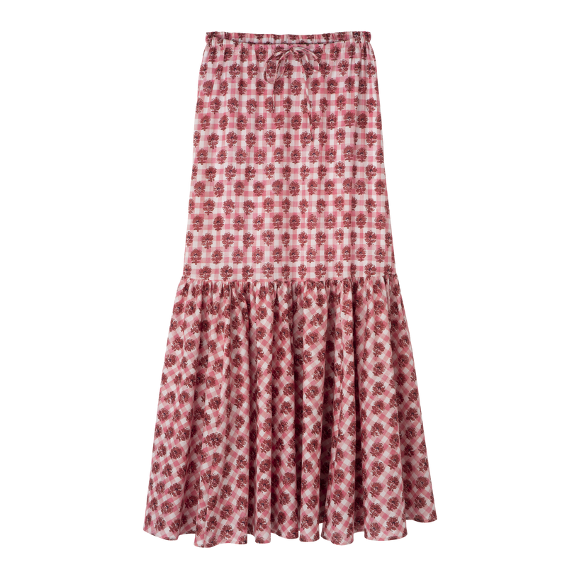 Long skirt Blush - Vichy print veil