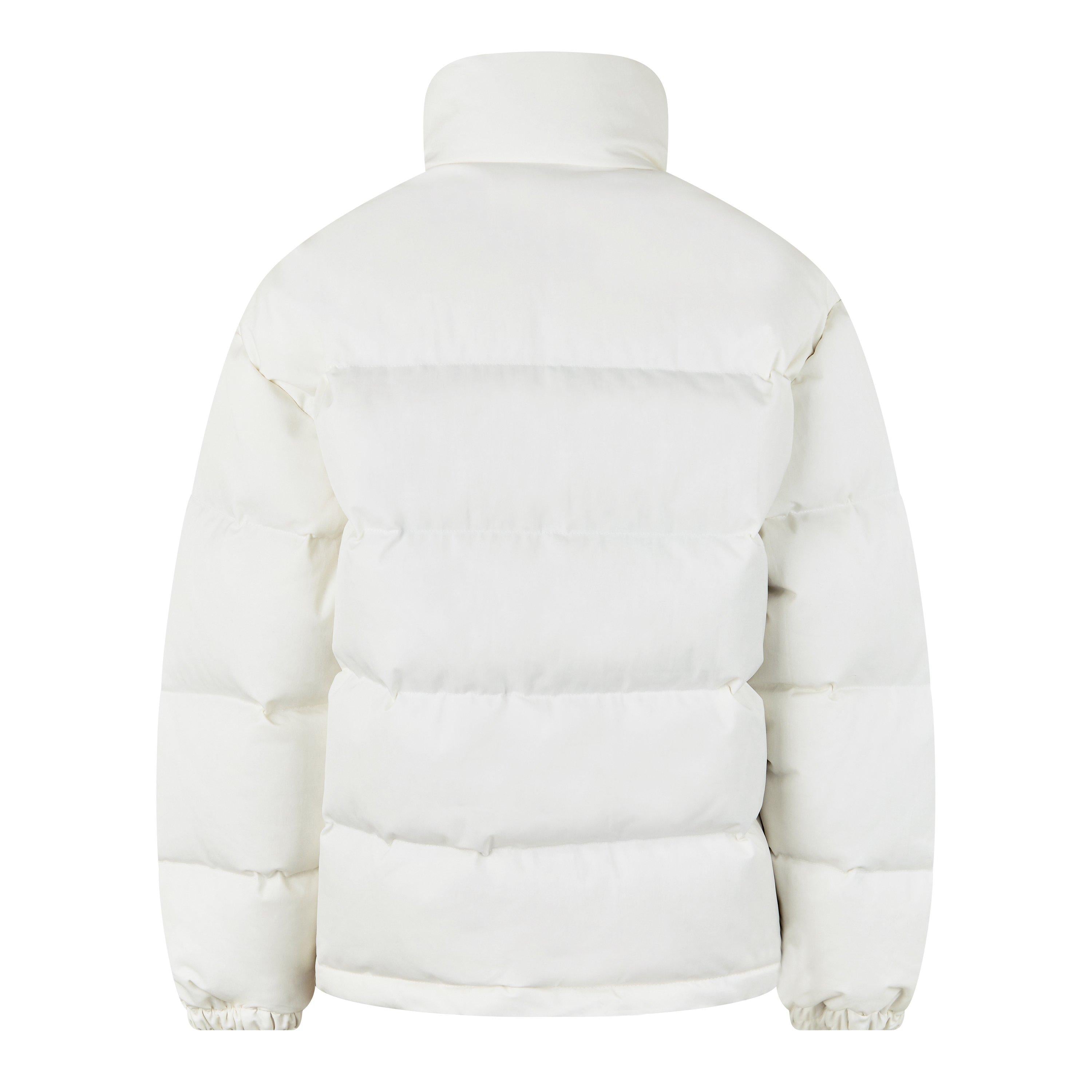 Twill Bomber Water Resistant Goose Down Stand Collar Short Puffer Jacket