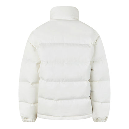 Twill Bomber Water Resistant Goose Down Stand Collar Short Puffer Jacket