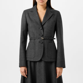 Women's Wool Single Breasted Belted Blazer
