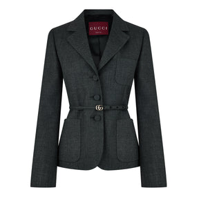 Women's Wool Single Breasted Belted Blazer