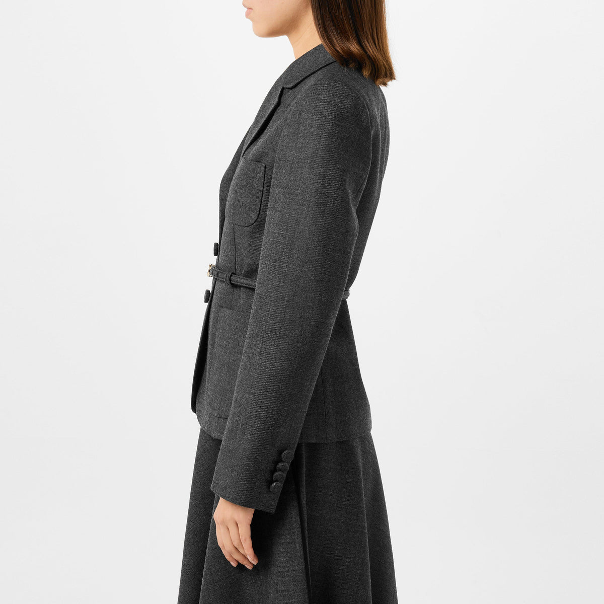 Women's Wool Single Breasted Belted Blazer