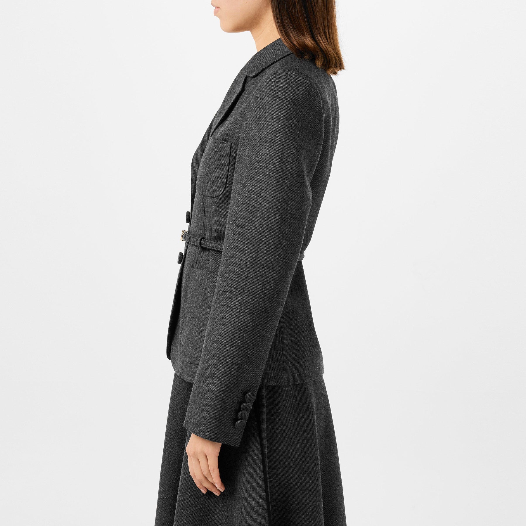 Women's Wool Single Breasted Belted Blazer