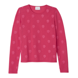Round neck sweater Pink - Embroidered knit