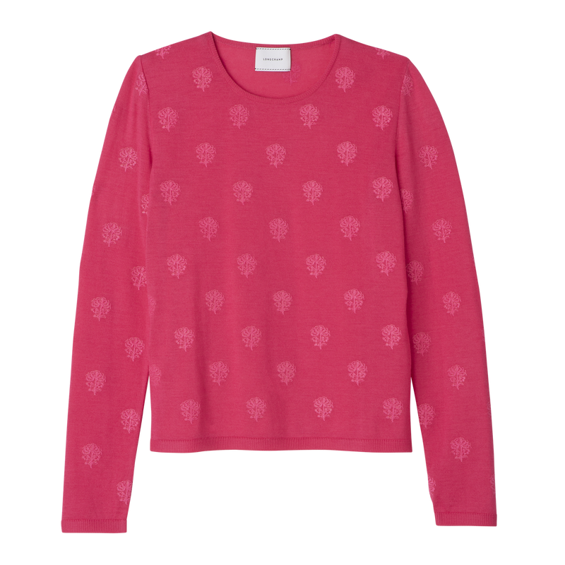 Round neck sweater Pink - Embroidered knit