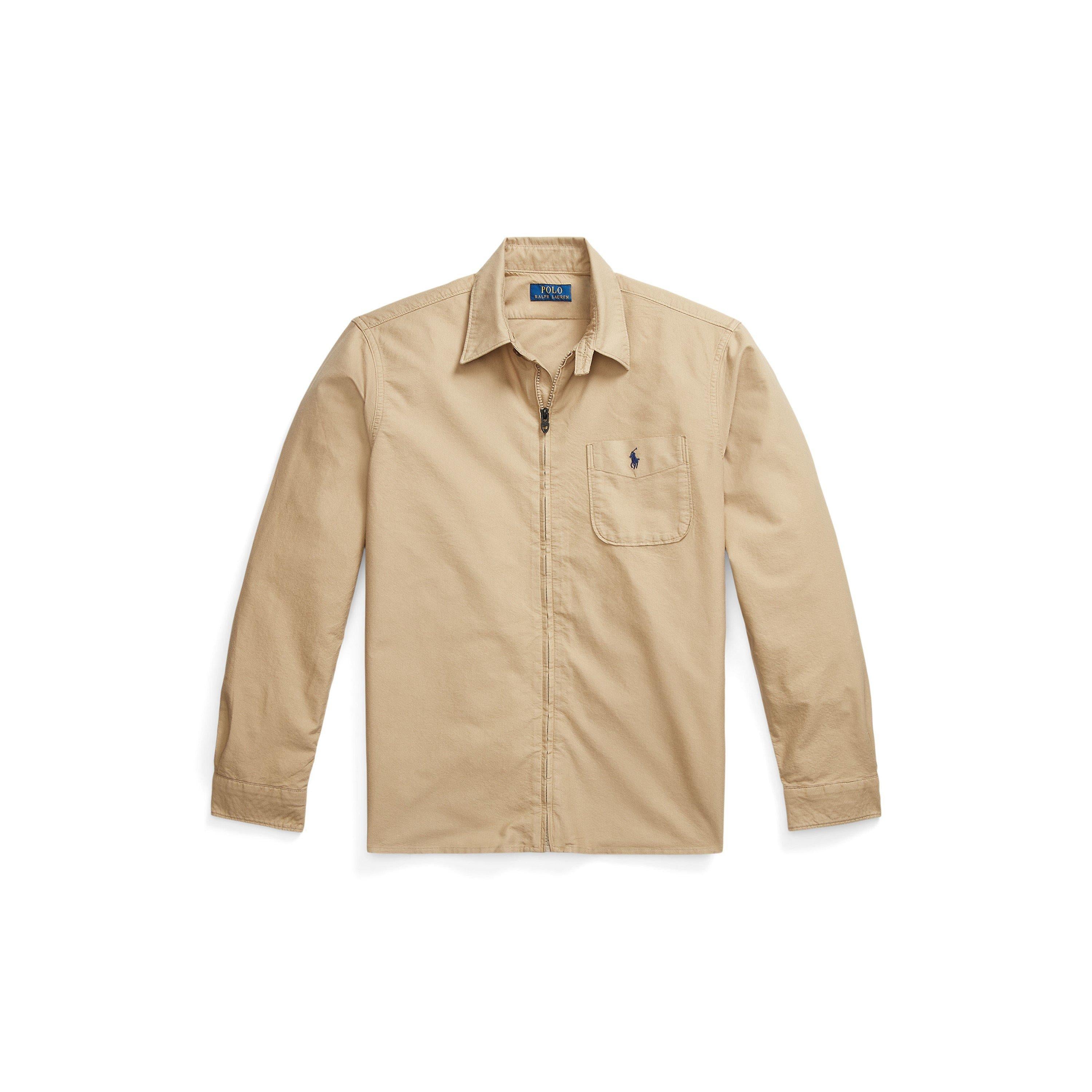 Garment Dye Cotton Long Sleeve Full Zip Overshirt