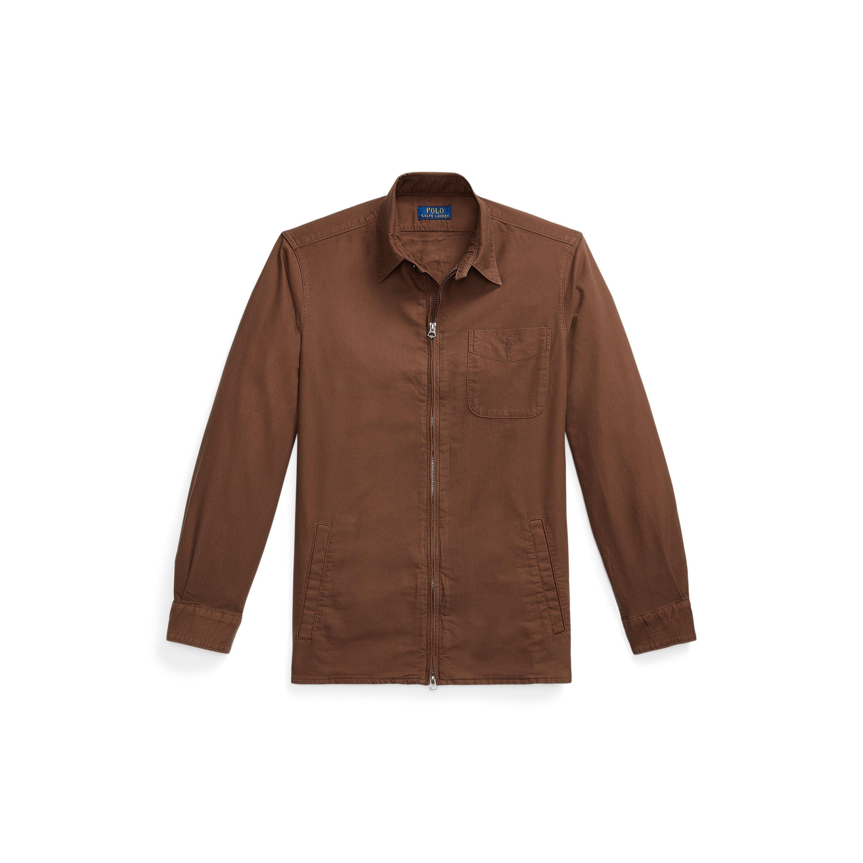 Garment Dye Cotton Long Sleeve Full Zip Overshirt
