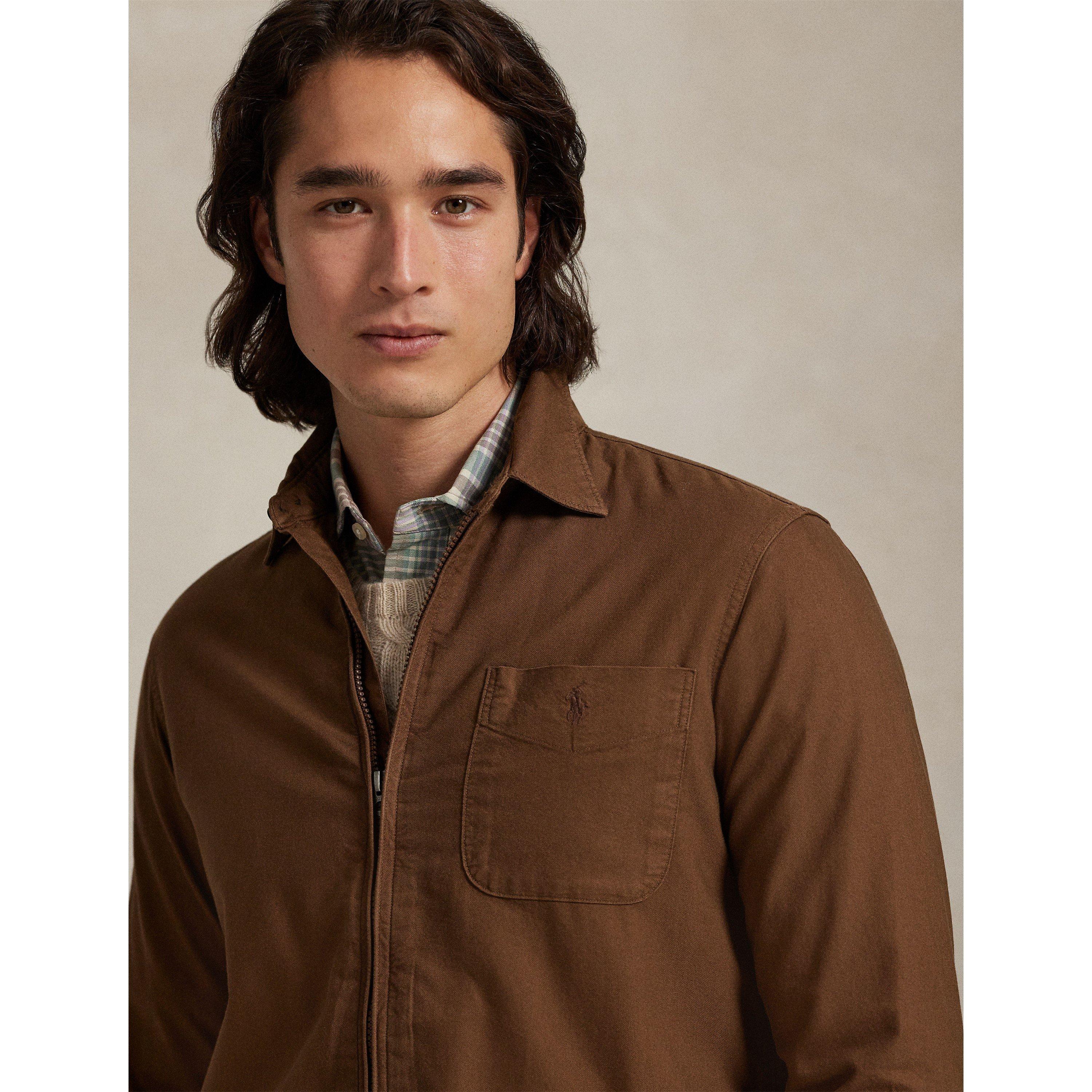 Garment Dye Cotton Long Sleeve Full Zip Overshirt