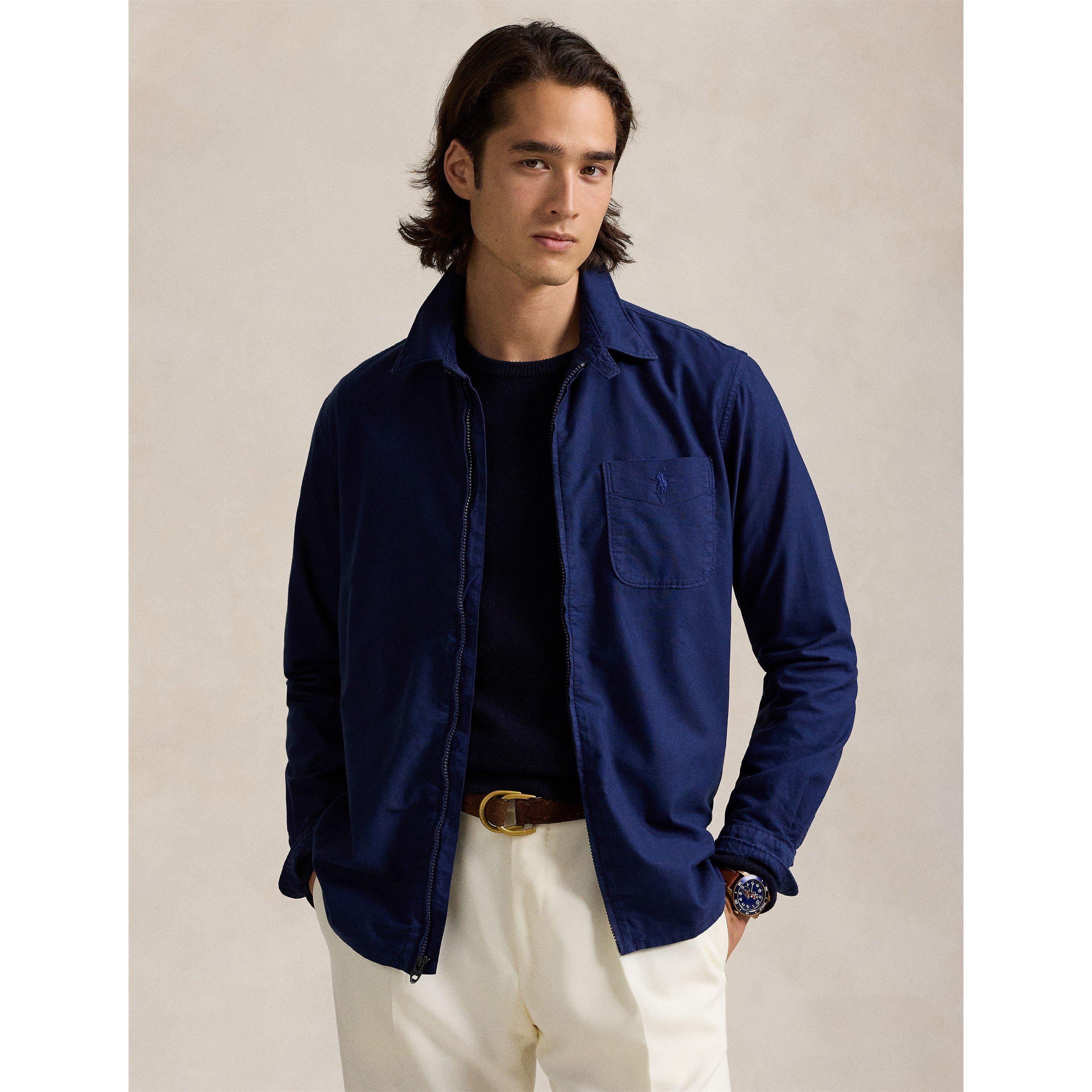 Garment Dye Cotton Long Sleeve Full Zip Overshirt