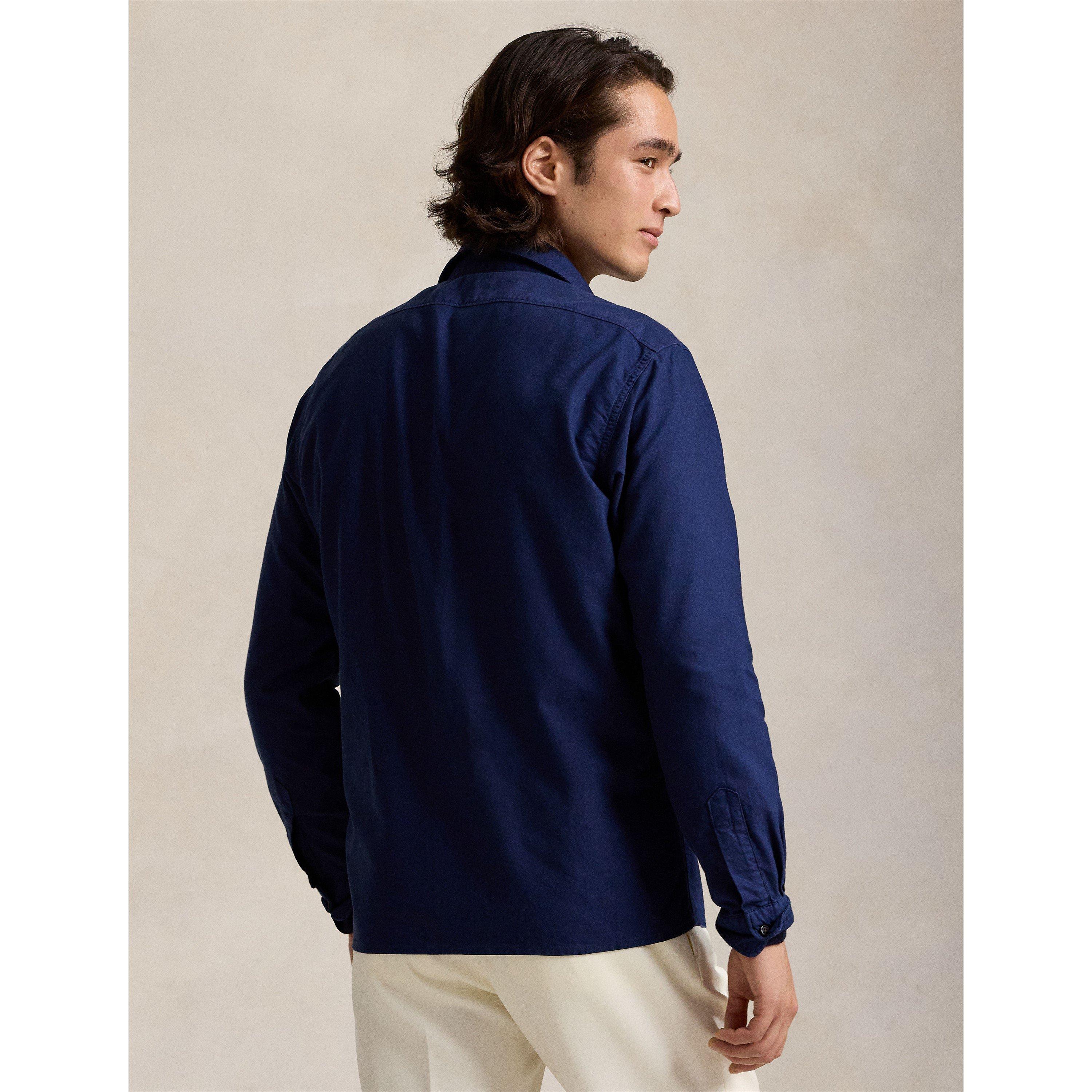 Garment Dye Cotton Long Sleeve Full Zip Overshirt