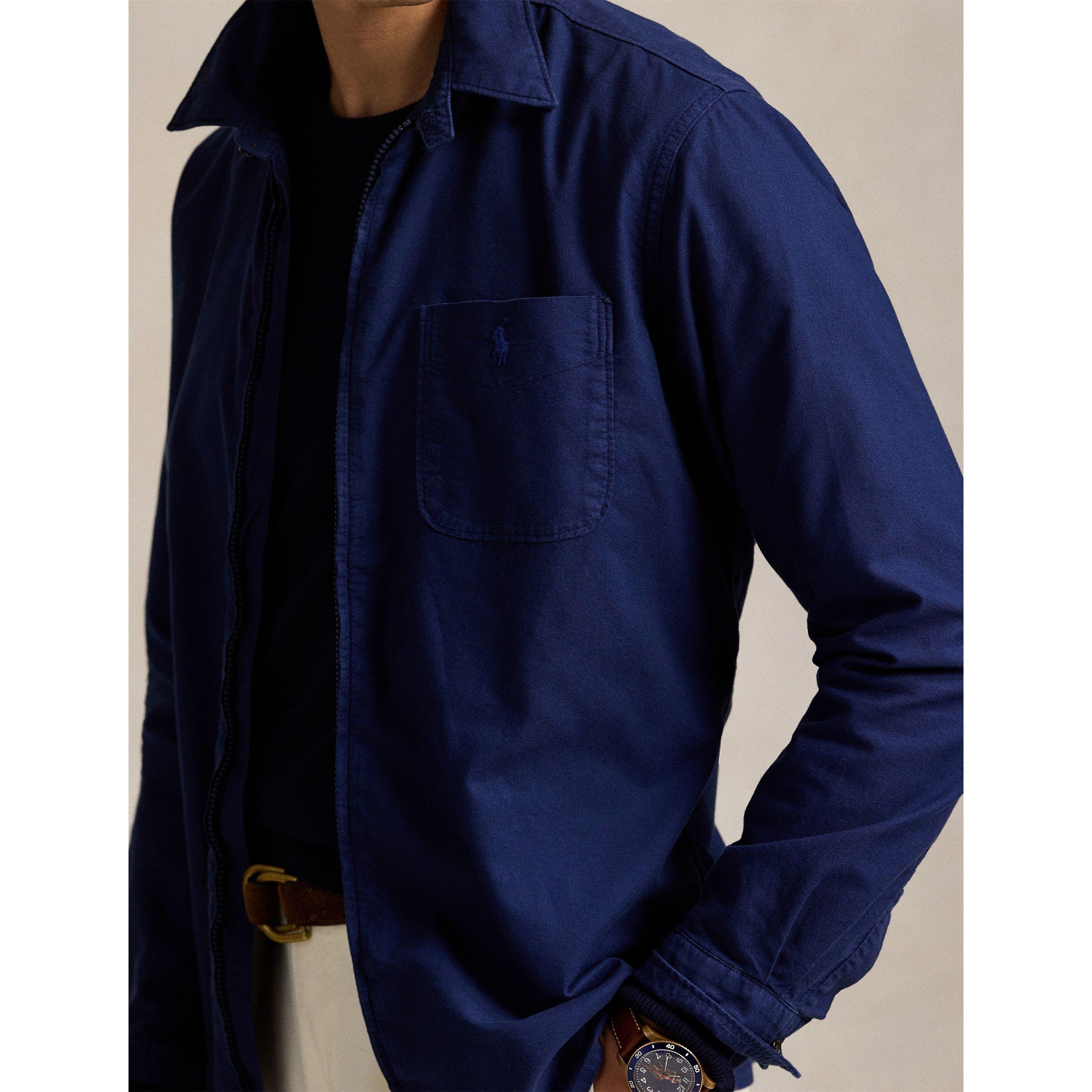 Garment Dye Cotton Long Sleeve Full Zip Overshirt