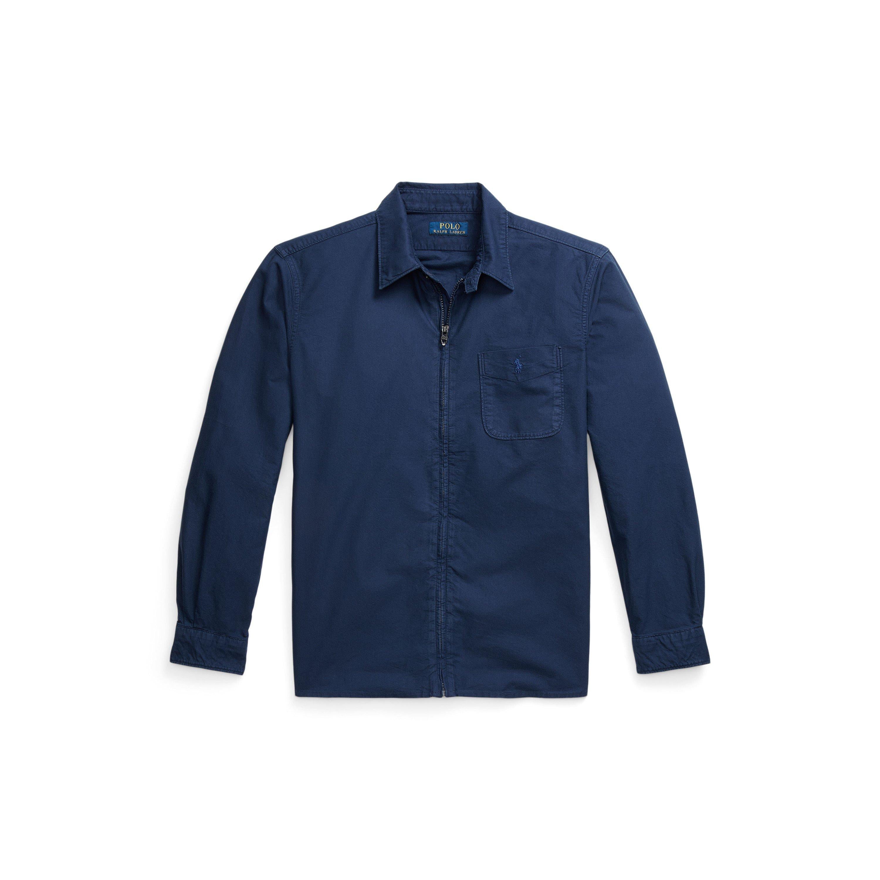 Garment Dye Cotton Long Sleeve Full Zip Overshirt