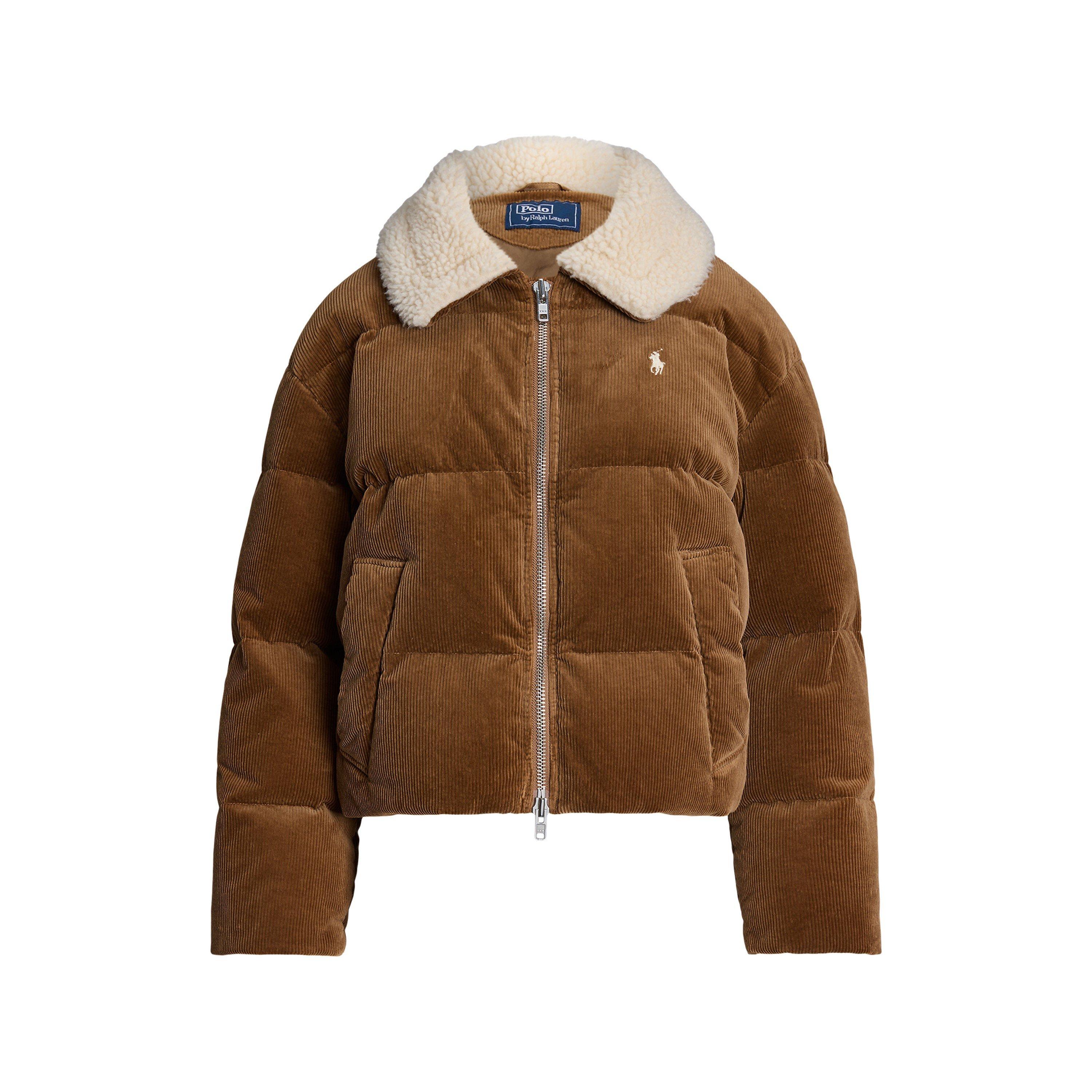 Quilted Corduroy Down Long Sleeve Short Puffer Jacket