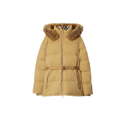 Water-Repellent Detachable Hood Faux-Fur Trim Short Puffer Jacket