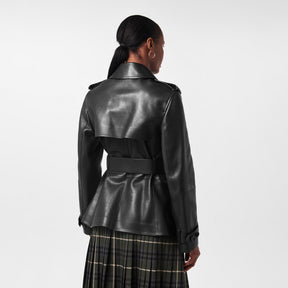 Studded Leather Trench Jacket