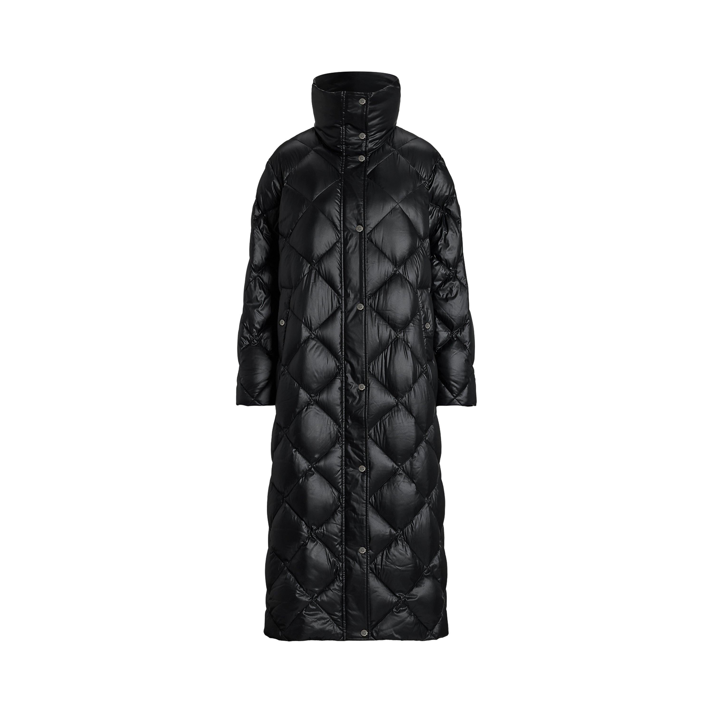 Duck Down Funnel Neck Long Puffer Jacket