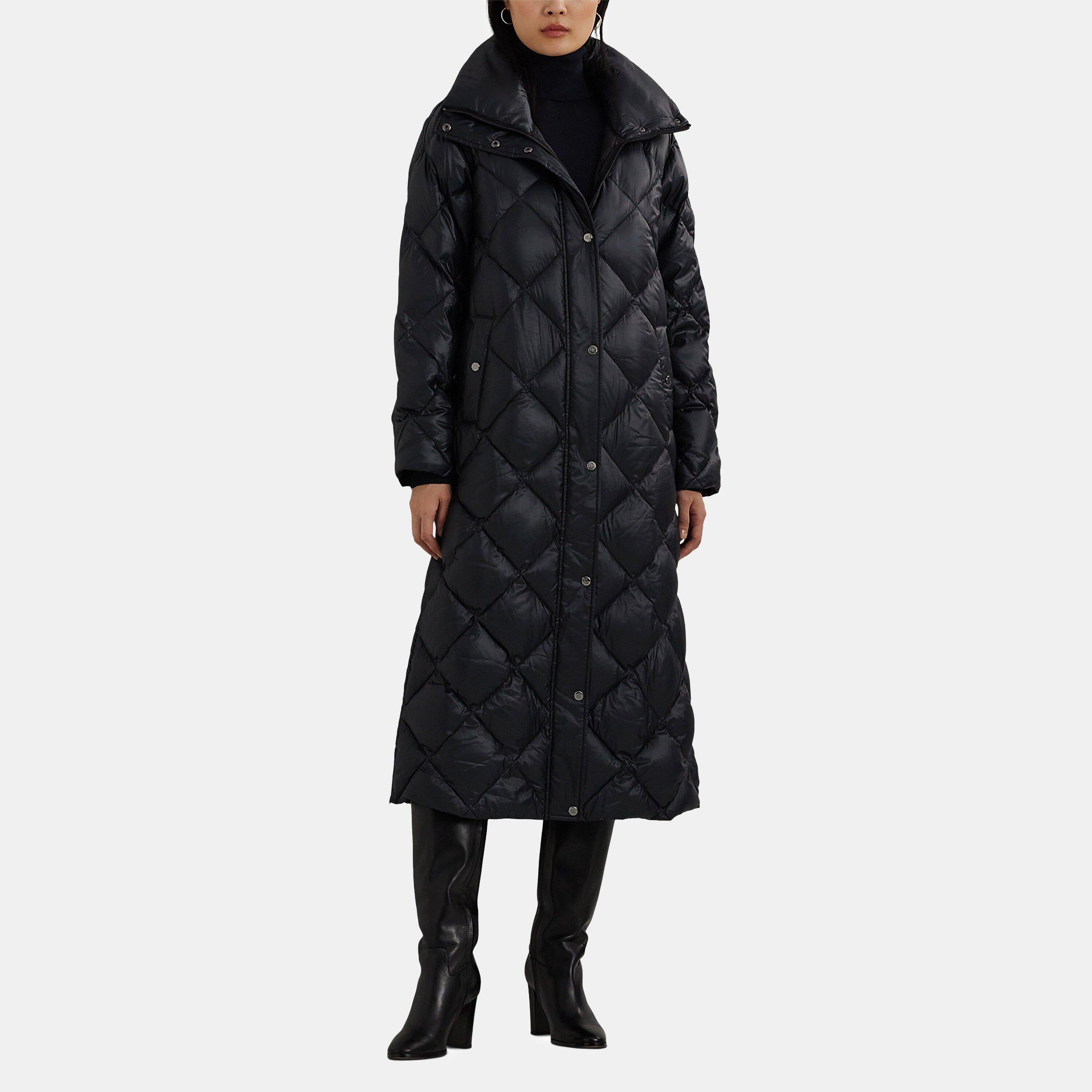 Duck Down Funnel Neck Long Puffer Jacket
