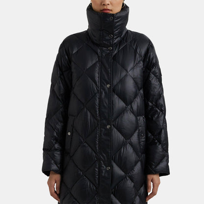 Duck Down Funnel Neck Long Puffer Jacket